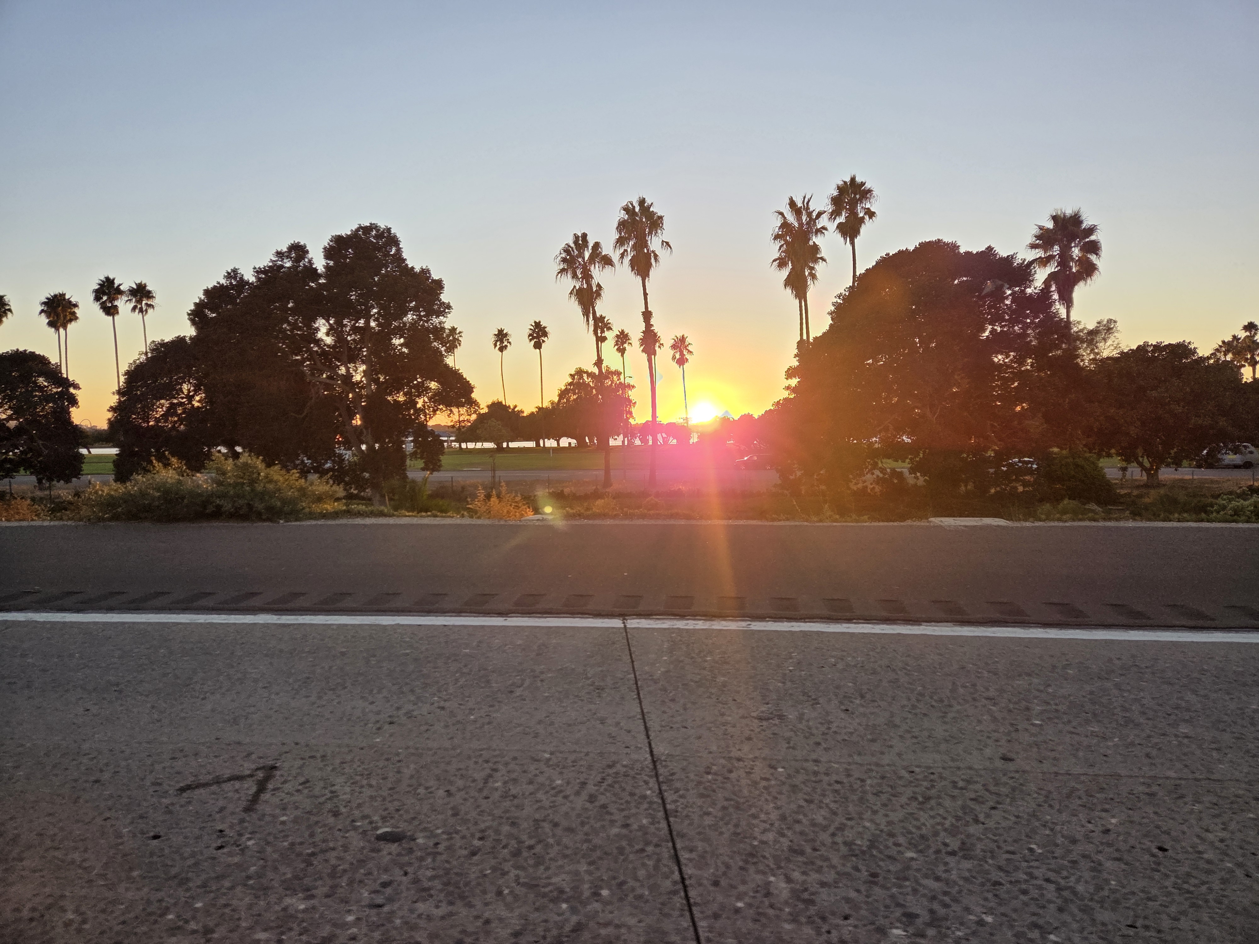 Beautiful sunset along highway